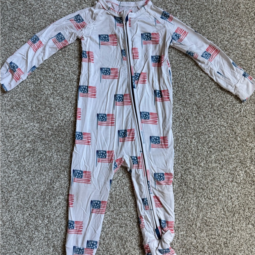 Flag Print Pajama Footies